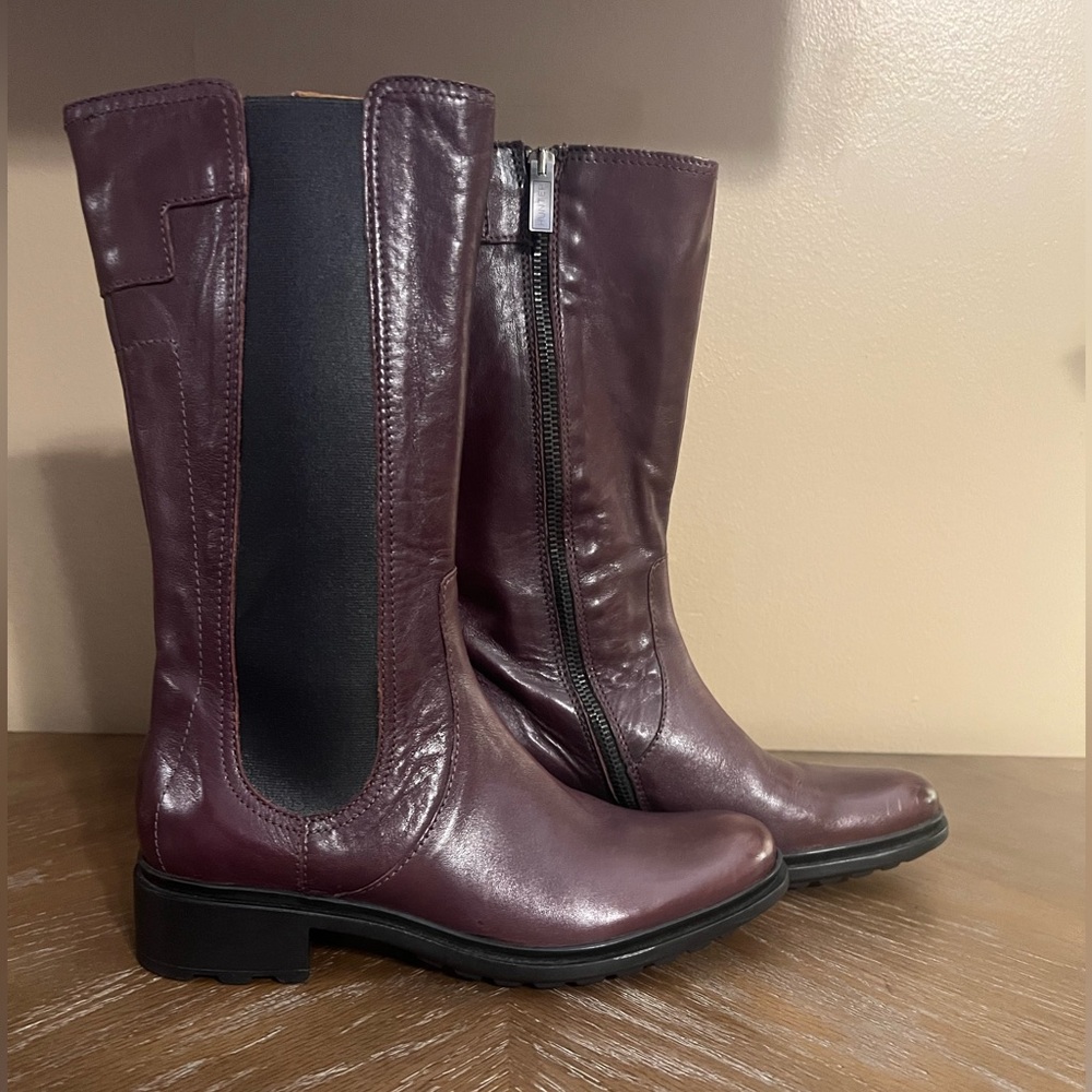 Hunter Darby Mid Calf Very Berry Leather Boots Italy Sz 5 - Picture 2 of 8
